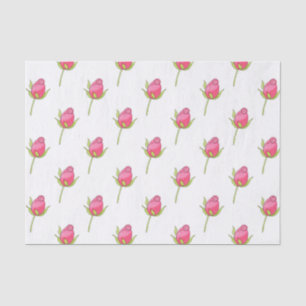 Papier Mousseline Motif de bourgeon de rose à l'aquarelle rose