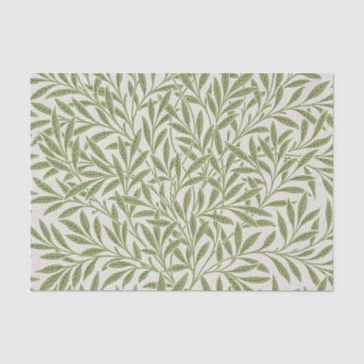 Papier Mousseline Motif de branches feuillues vertes (Recto)