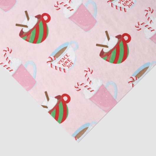 Papier Mousseline Motif de cacao chaud Noël (Détail)