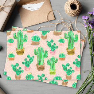 Papier Mousseline Motif de cactus pointillés