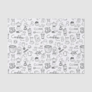 Papier Mousseline Motif de café Black Cute