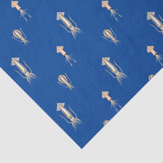 Papier Mousseline Motif de calmar bleu profond (Détail)
