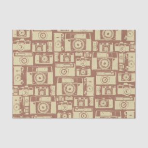 Papier Mousseline Motif de caméra vintage en couleurs Brown