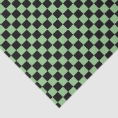 Papier Mousseline Motif de camouflage à carreaux noir et vert sauge (Détail)