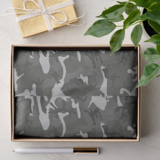 Papier Mousseline Motif de Camouflage gris, Motif militaire, Armée (Cadeau)