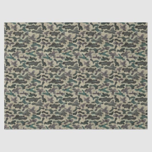 Papier Mousseline Motif de camouflage rustique aquarelle (Recto)