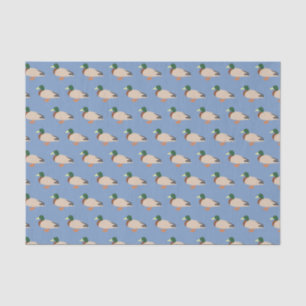 Papier Mousseline Motif de canard sur bleu