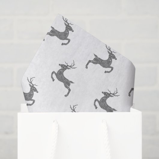 Papier Mousseline Motif de cerfs à Faux Gris Parties scintillant Tex (Sac cadeau)
