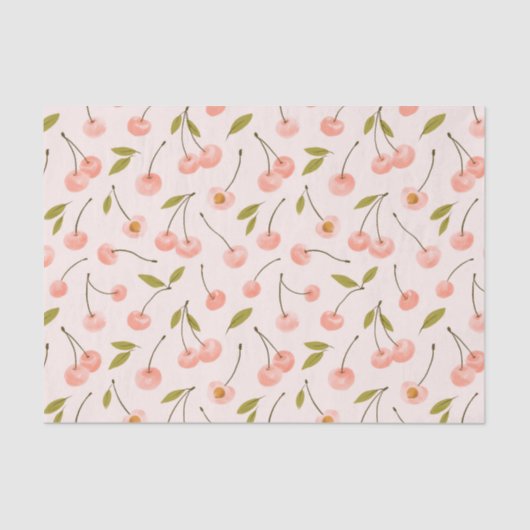 Papier Mousseline Motif de cerise aquarelle (Recto)