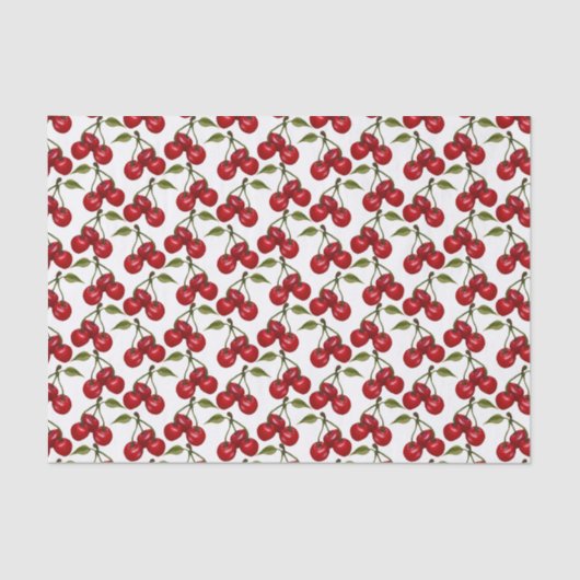 Papier Mousseline motif de cerise carrelé mignon (Recto)