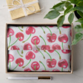 Papier Mousseline Motif de cerises d'aquarelle (Cadeau)