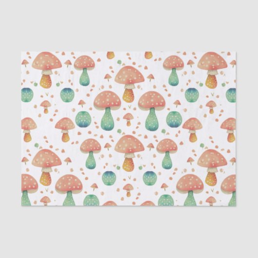 Papier Mousseline Motif de champignons mignons (Recto)