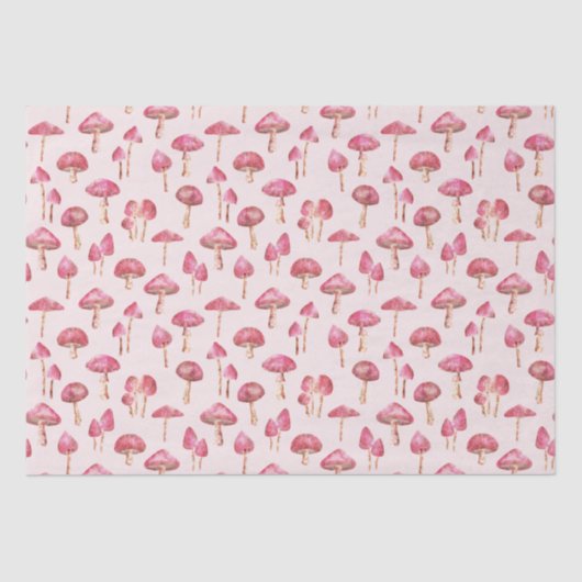 Papier Mousseline Motif de champignons roses (Recto)
