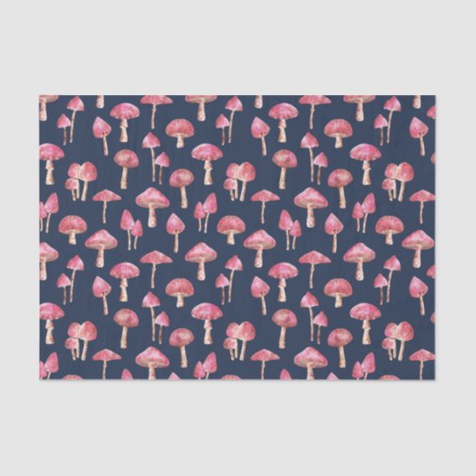 Papier Mousseline Motif de champignons roses (Recto)
