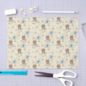 Papier Mousseline motif de chat et de poissons (Artisanat)