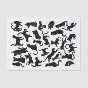 Papier Mousseline Motif de chat noir