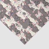 Papier Mousseline Motif de chats blancs et gris (Détail)