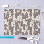 Papier Mousseline Motif de chats blancs et gris (Artisanat)