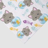 Papier Mousseline Motif De Chats, Chats Mignons, Chatons, Poisson (Détail)