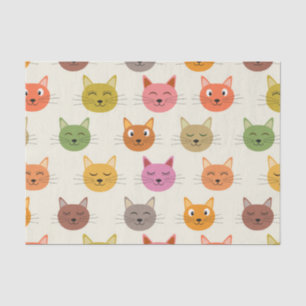 Papier Mousseline Motif de chats heureux colorés souriants