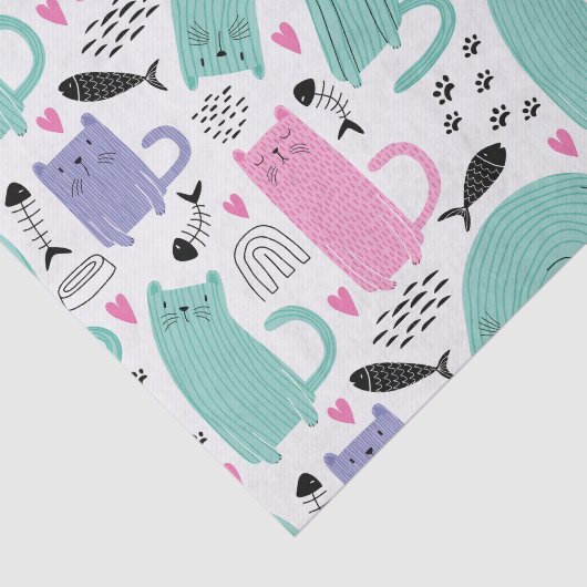 Papier Mousseline Motif de chats mignons (Détail)