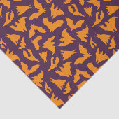 Papier Mousseline Motif de chauves-souris violet orange Halloween Ti (Détail)