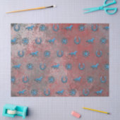 Papier Mousseline Motif de cheval (rouge, blanc et bleus) (Artisanat)