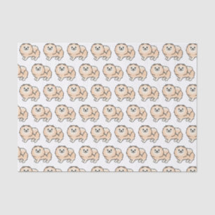 Papier Mousseline Motif de chien de dessin animé mignon Pomeranian c