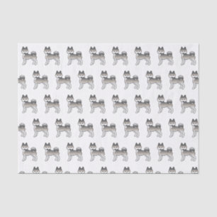 Papier Mousseline Motif de chien mignon Klee Kai d'Alaska gris et bl