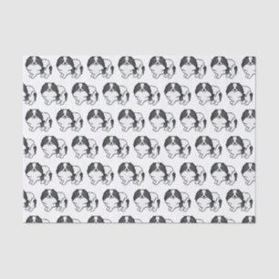 Papier Mousseline Motif de chien Pomeranian Parti-Couleur Noir Migno