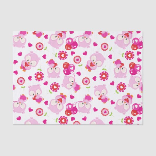 Papier Mousseline Motif De Chouettes, Chouettes Mignonnes, Chouettes (Recto)