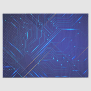 Papier Mousseline Motif de circuit bleu et or