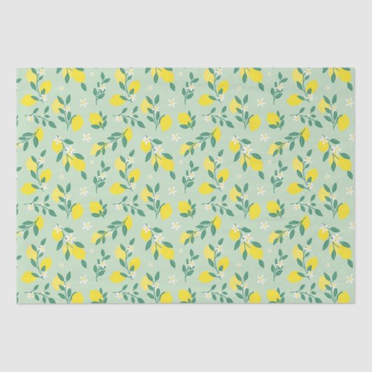 Papier Mousseline Motif de citron vert et jaune frais (Recto)