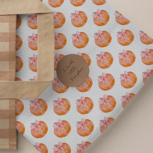 Papier Mousseline Motif de citrouille à l'aquarelle avec nœud rose