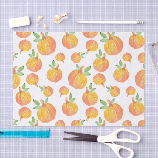 Papier Mousseline Motif de Citrouille d'aquarelle 3 (Artisanat)
