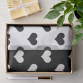 Papier Mousseline Motif de coeur Black White Love (Cadeau)