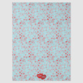 Papier Mousseline Motif de cœur mignon Aqua & Rose Nom Rouge (Recto)