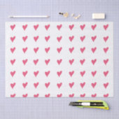 Papier Mousseline Motif de coeur rose moderne sur blanc (Artisanat)