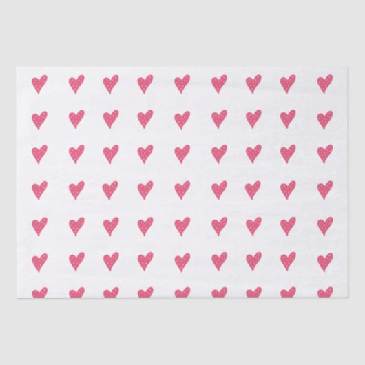Papier Mousseline Motif de coeur rose moderne sur blanc (Recto)