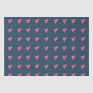 Papier Mousseline Motif de coeur rose moderne sur bleu foncé