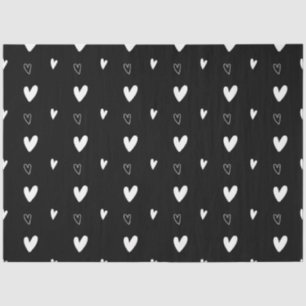 Papier Mousseline Motif de coeur scandinave mignon noir et blanc