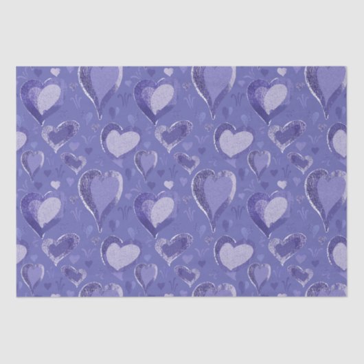 Papier Mousseline Motif de coeur violet Dessin Saint Valentin (Recto)