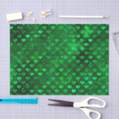 Papier Mousseline Motif de cœurs glamour vert émeraude (Artisanat)