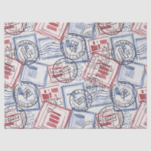 Papier Mousseline Motif de collage de timbres-poste vintage (2)