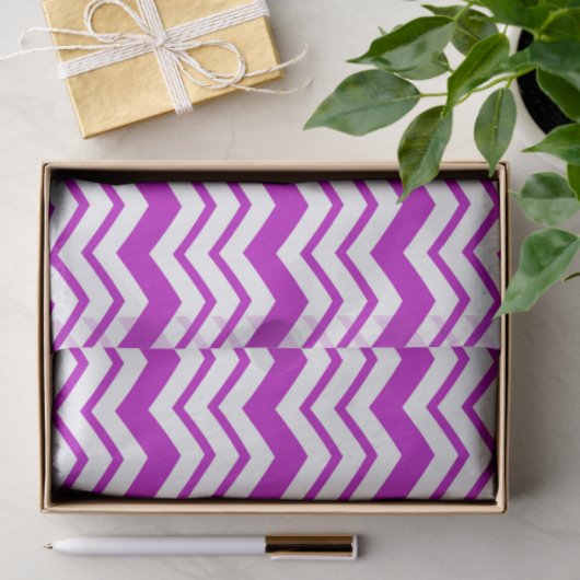 Papier Mousseline Motif de conception de zigzag chevron blanc violet (Cadeau)