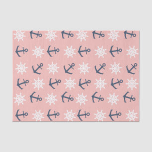 Papier Mousseline Motif de corail nautique d'ancre et de roue de