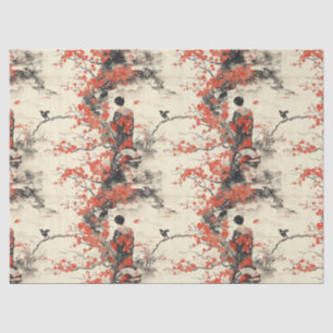 Papier Mousseline Motif de couple de kimono romantique Sakura (2)