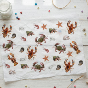 Papier Mousseline Motif de crabe de homard de crustacés de la mer
