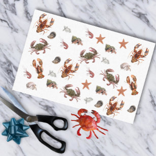 Papier Mousseline Motif de crabe de homard de crustacés de la mer