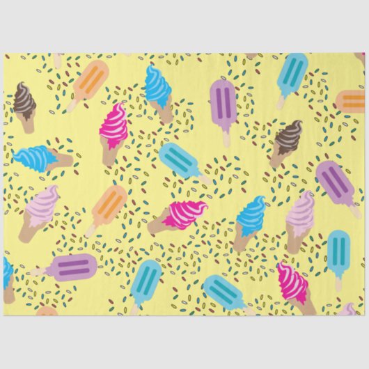 Papier Mousseline Motif de crème glacée d'été coloré (Recto)